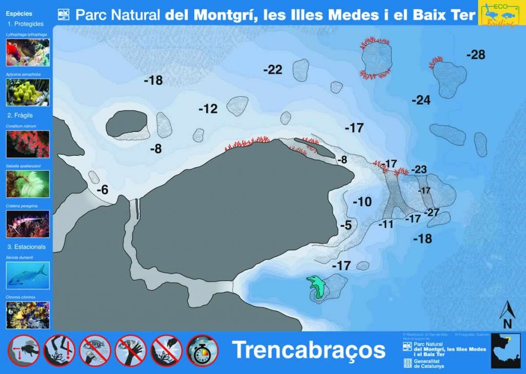 Dive site Trencabraços in Montgrí Coast